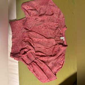 Pink flower print bohemian blouse